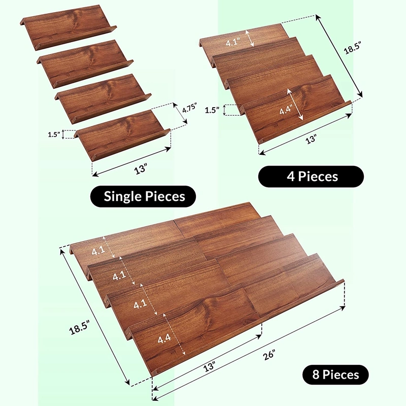 Acacia Spice Rack Organizer for Drawer Wooden Tray Spice Racks Organizer 4 Tier Spice Drawer Organizer